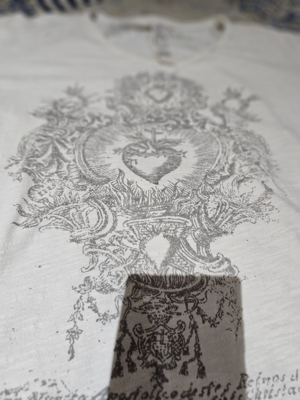 Magnolia Pearl Cream Tee with Gray Ornamental Chest Graphic - Picture 2 of 3